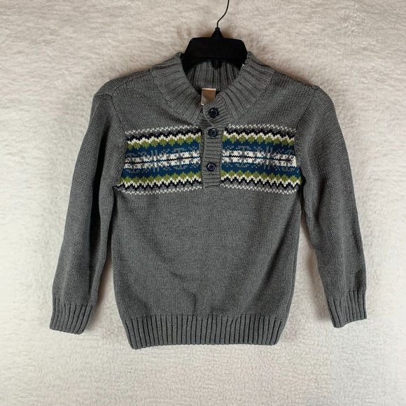 Gymboree Kids Fair Isle Grey Sweater Fleece Neck Lining Size 5-6 NWT 6474 - Picture 4 of 9